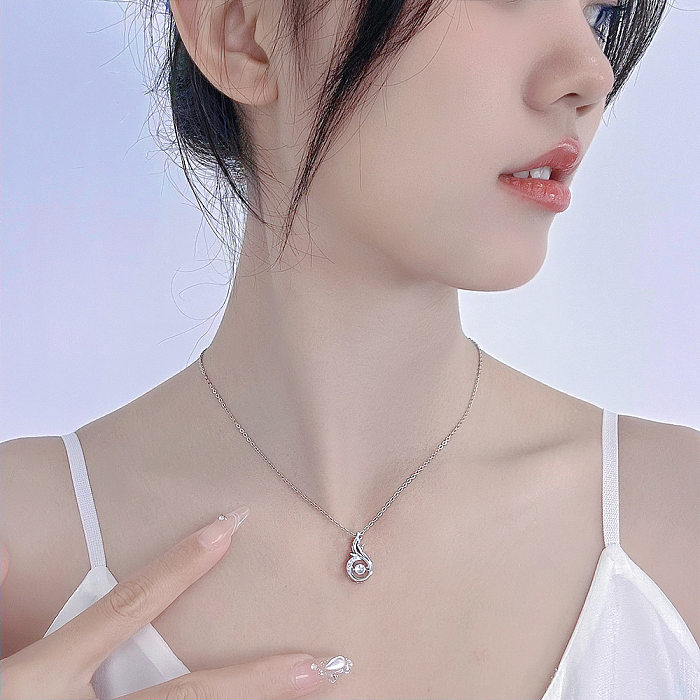 Collier pendentif en diamant artificiel en acier inoxydable, Animal doux, en vrac