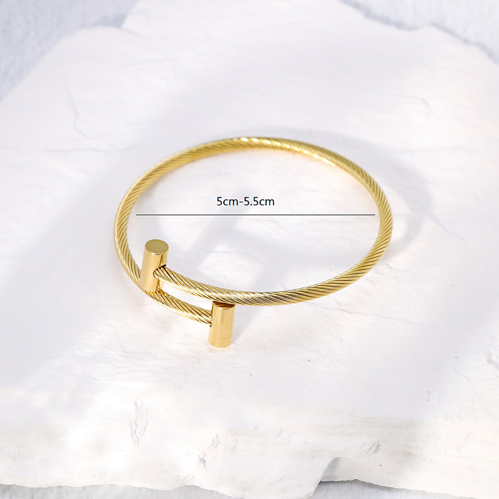 Simple Style Geometric Stainless Steel Gold Plated Bangle 1 Piece
