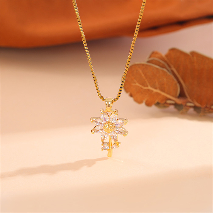 Casual Square Stainless Steel  Plating Inlay Artificial Diamond Pendant Necklace