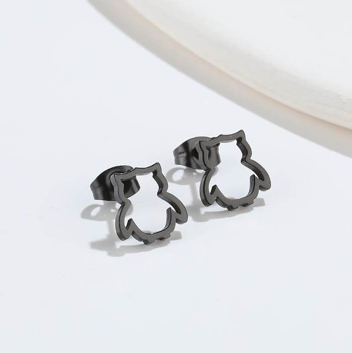 Simple Style Owl Stainless Steel Ear Studs Plating No Inlaid Stainless Steel  Earrings