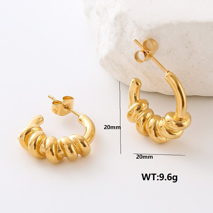 1 Pair Classic Style Round Flower Plating Stainless Steel  24K Gold Plated Drop Earrings Earrings Ear Studs
