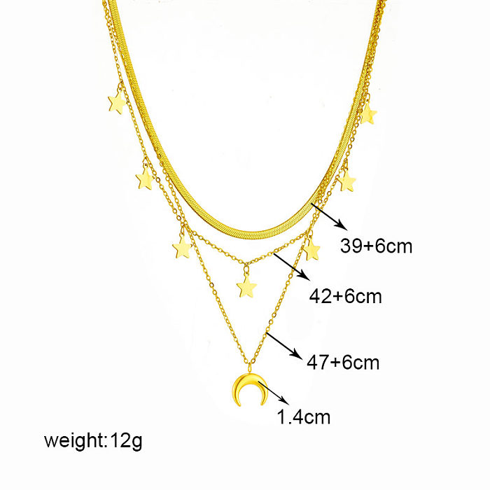 IG Style Star Moon Stainless Steel  Plating 18K Gold Plated Layered Necklaces