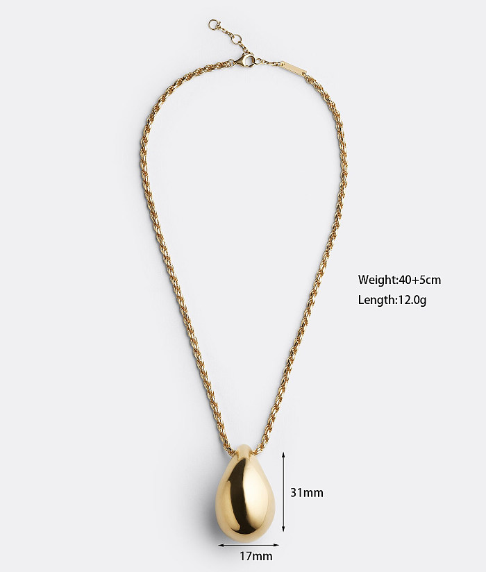 Elegant Simple Style Water Droplets Stainless Steel  Plating 18K Gold Plated Pendant Necklace