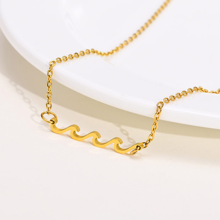 1 Piece Lady Waves Stainless Steel  Plating Necklace