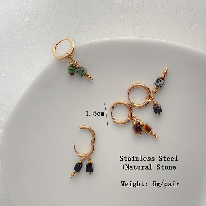 1 Pair Retro Geometric Stainless Steel Plating Drop Earrings
