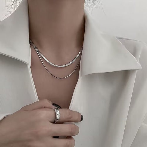 Hip-Hop Simple Style Geometric Stainless Steel Polishing Chain Necklace