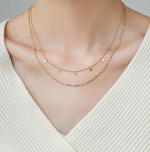 Simple Style Solid Color Stainless Steel Chain Necklace