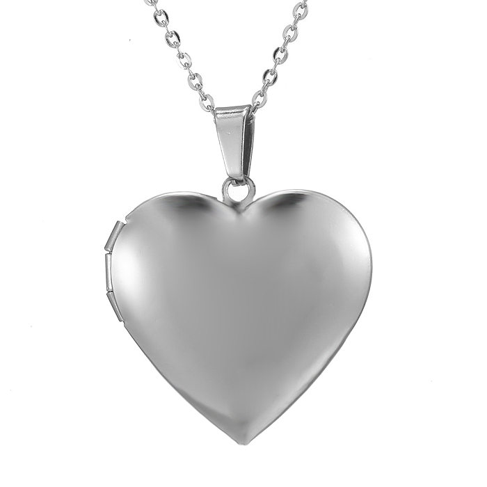 Collier avec pendentif plaqué en acier inoxydable en forme de cœur de style simple, 1 pièce