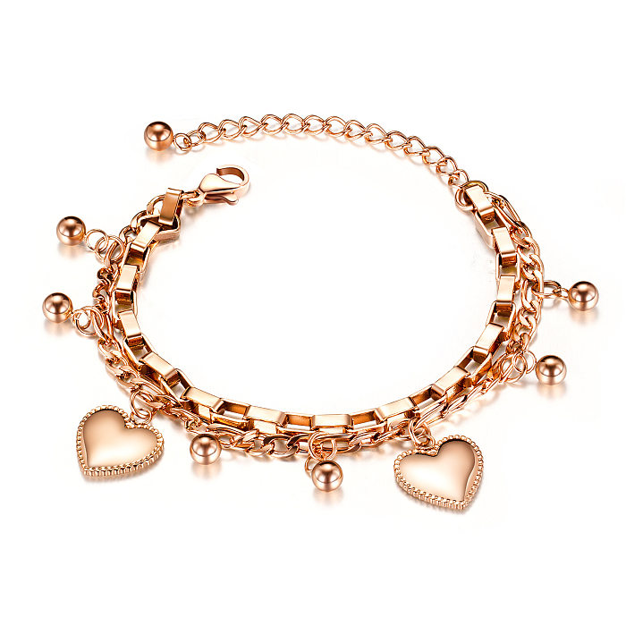 New  Fashion Multi-layer Stainless Steel Bracelet   Round Bead Love Titanium Steel Ladies Jewelry jewelry Wholesale