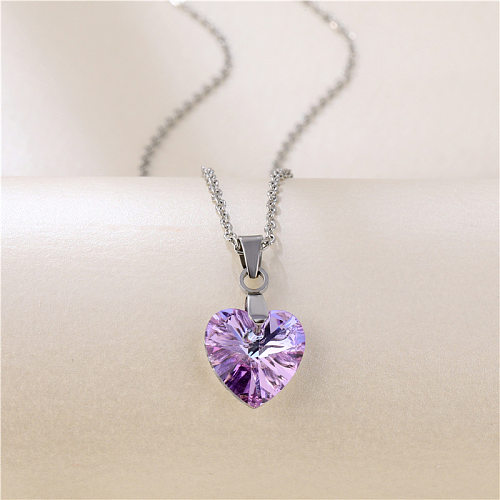 Fashion Crystal Heart-shape Stainless Steel Necklace Wholesale