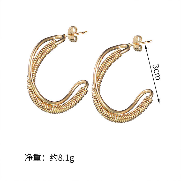 1 Pair Casual Simple Style C Shape Solid Color Plating Stainless Steel  18K Gold Plated Ear Studs