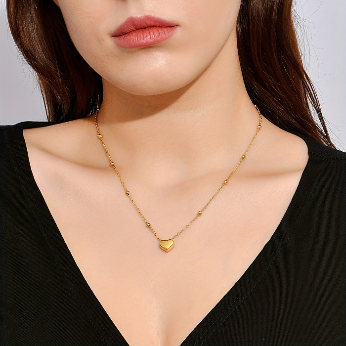 Aço inoxidável europeu e americano moda grânulo colar pêssego coração pingente personalidade feminino novo estilo colares