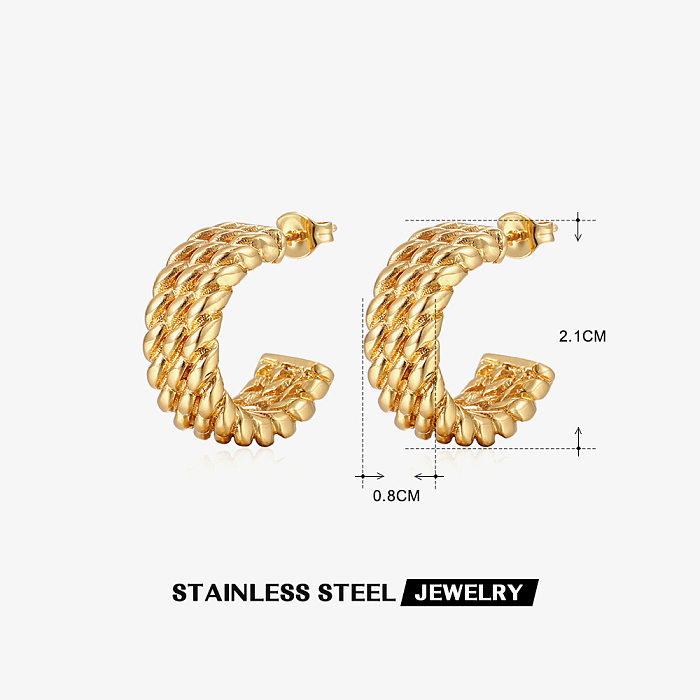1 Pair Retro Geometric Plating Stainless Steel  18K Gold Plated Earrings