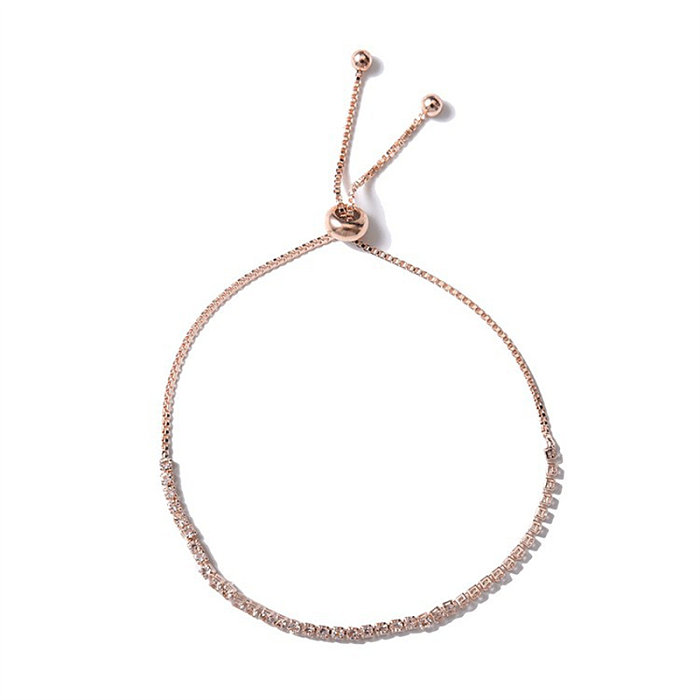Elegante estilo simples geométrico de aço inoxidável metal cobre incrustações strass zircão 18k banhado a ouro banhado a prata pulseiras