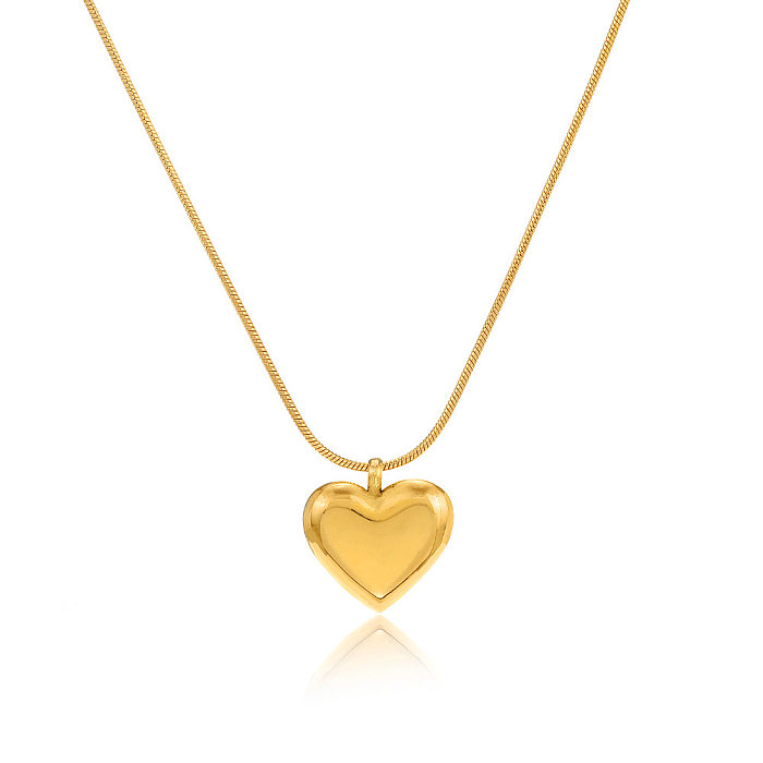 Retro Heart Shape Stainless Steel Plating Necklace 1 Piece