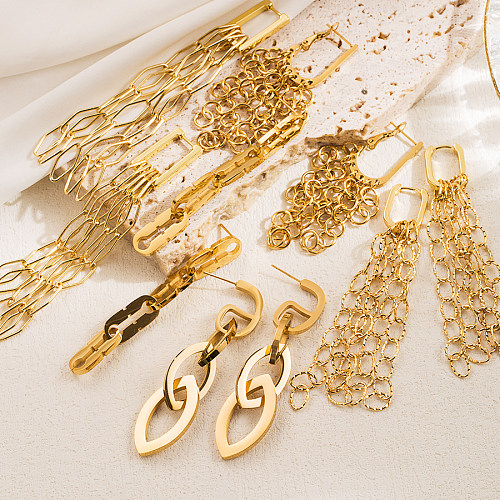 1 Pair Elegant Formal Irregular Solid Color Irregular Plating Stainless Steel  18K Gold Plated Drop Earrings