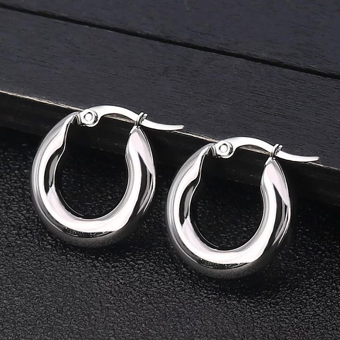 Fashion Round Stainless Steel  Plating Hoop Earrings 1 Pair