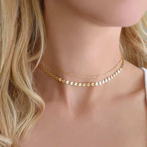 Neues Produkt, modischer Trend, doppellagige Halskette aus Edelstahl für Damen