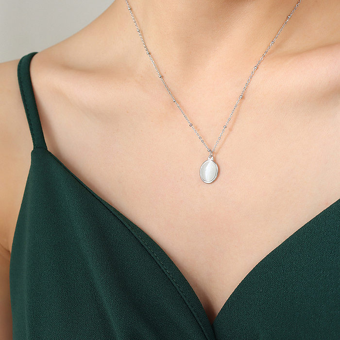 Palace Style Retro Light Luxury Opal Pendant Stainless Steel Necklace