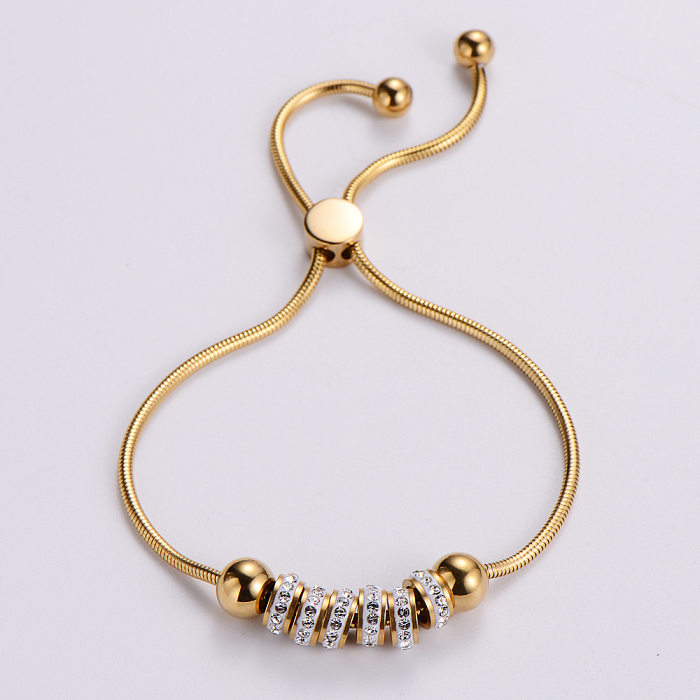 Pulsera de oro de 18 quilates con galvanoplastia de acero inoxidable con cuentas de moda