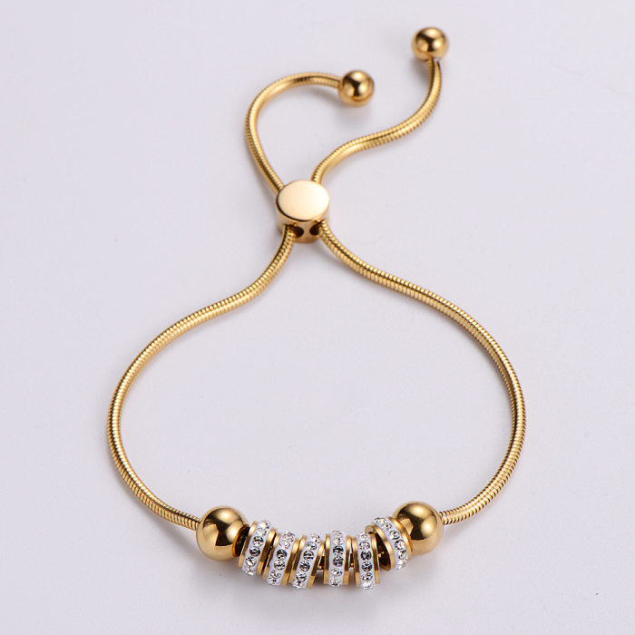 Bracelet en or 18 carats de galvanoplastie en acier inoxydable perlé à la mode