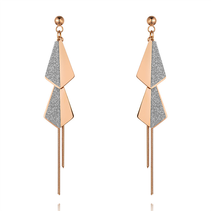 1 Pair Casual Solid Color Plating Stainless Steel  Stainless Steel Rose Gold Plated Drop Earrings