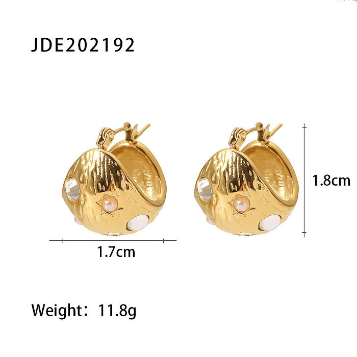 Brincos de aço inoxidável geométricos de estilo simples Brincos de pérola banhados a ouro em aço inoxidável