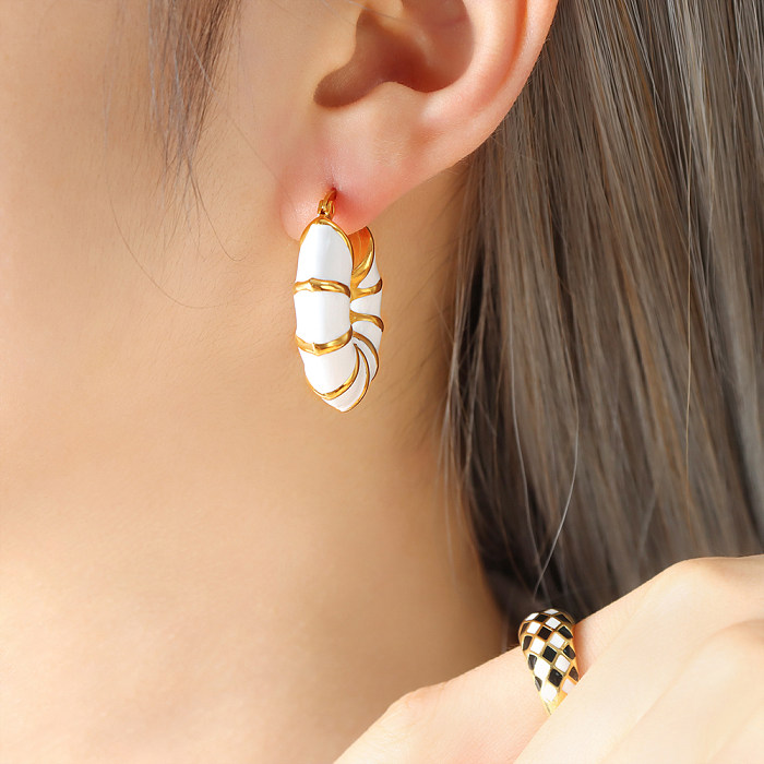 1 Pair INS Style Exaggerated Modern Style Circle Stainless Steel Enamel Plating 18K Gold Plated Earrings