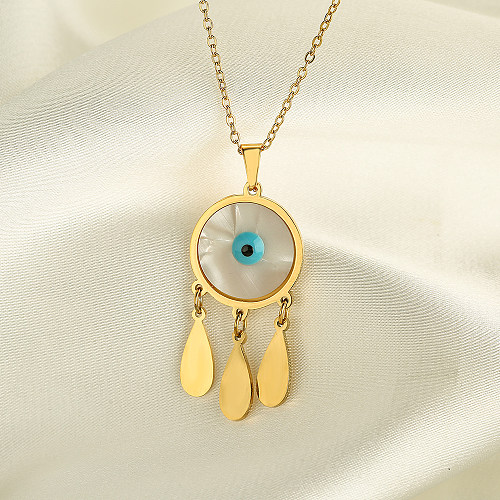 Modern Style Devil'S Eye Stainless Steel Plating 18K Gold Plated Pendant Necklace