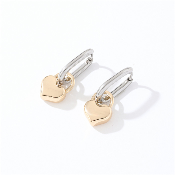 1 Pair Casual Simple Style Oval Heart Shape Plating Stainless Steel  Drop Earrings