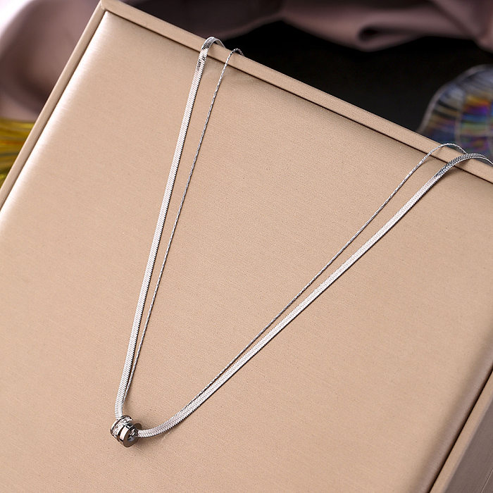 IG Style Simple Style Round Stainless Steel Plating Inlay Zircon Necklace