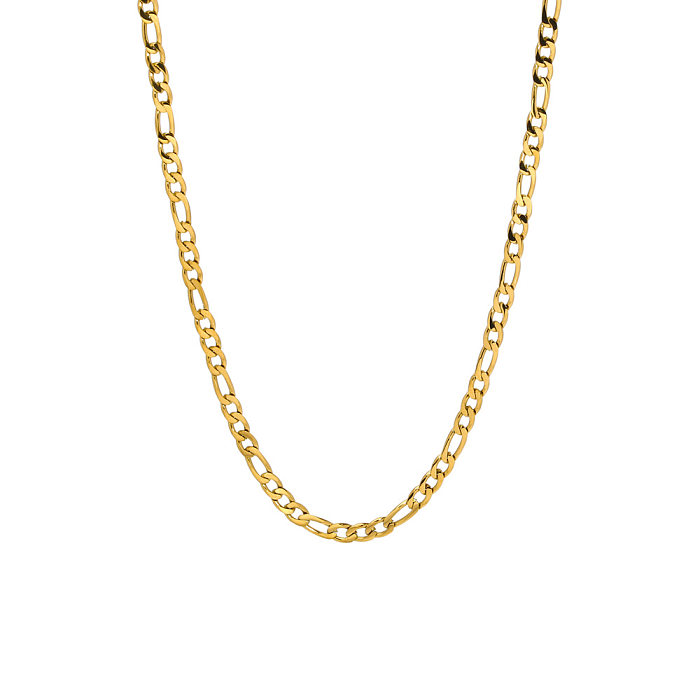 Streetwear-Pullover-Ketten-Halskette aus einfarbigem Edelstahl mit 18 Karat vergoldeter Metallbeschichtung