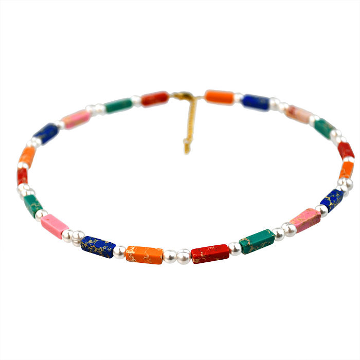 Vacation Multicolor Stainless Steel  Artificial Pearl Natural Stone Beaded Necklace