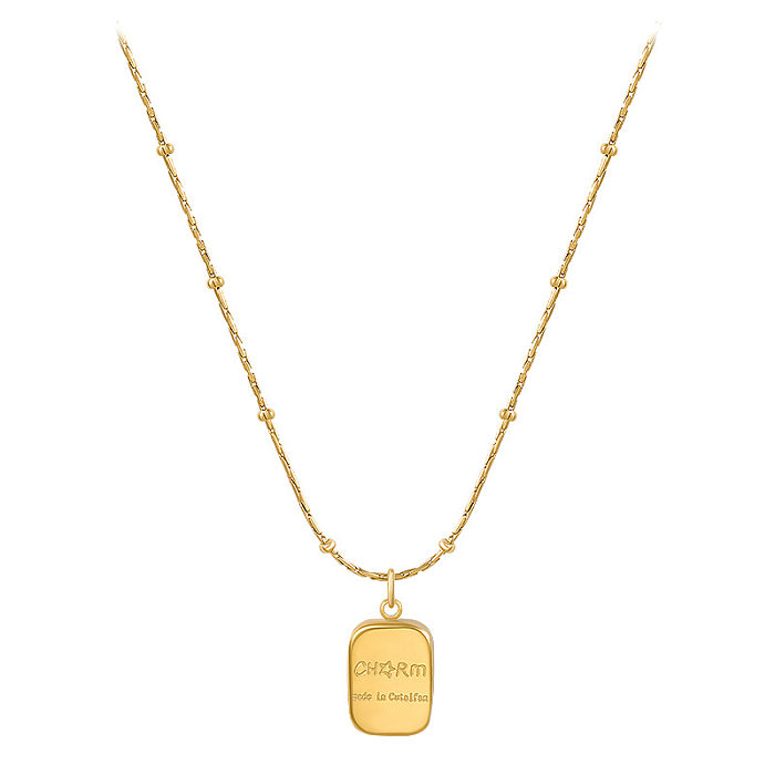 Simple Style Solid Color Stainless Steel Plating 18K Gold Plated Pendant Necklace