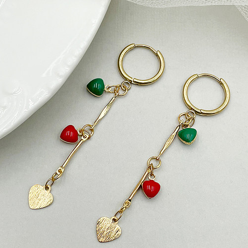 1 Pair Cute Sweet Simple Style Heart Shape Plating Stainless Steel  Gold Plated Drop Earrings
