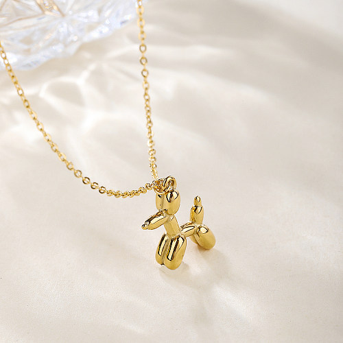 Cute Preppy Style Dog Stainless Steel  Stainless Steel Plating 18K Gold Plated Gold Plated Pendant Necklace