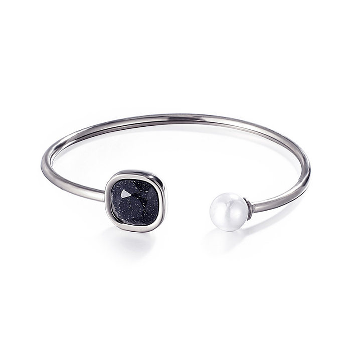 Bracelet d'ouverture en pierre bleue ciel étoilé, perle Simple, vente en gros de bijoux