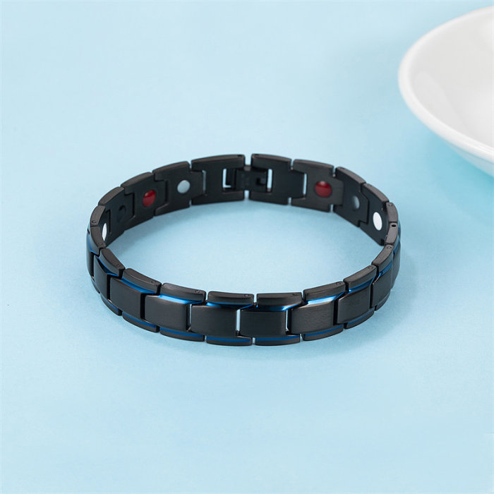Bracelets en acier inoxydable plaqué or, Style Simple et décontracté, couleur unie, en acier inoxydable, titane, en vrac