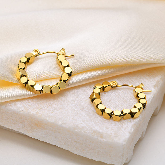 1 Pair Casual Modern Style Circle Plating Stainless Steel  18K Gold Plated Earrings