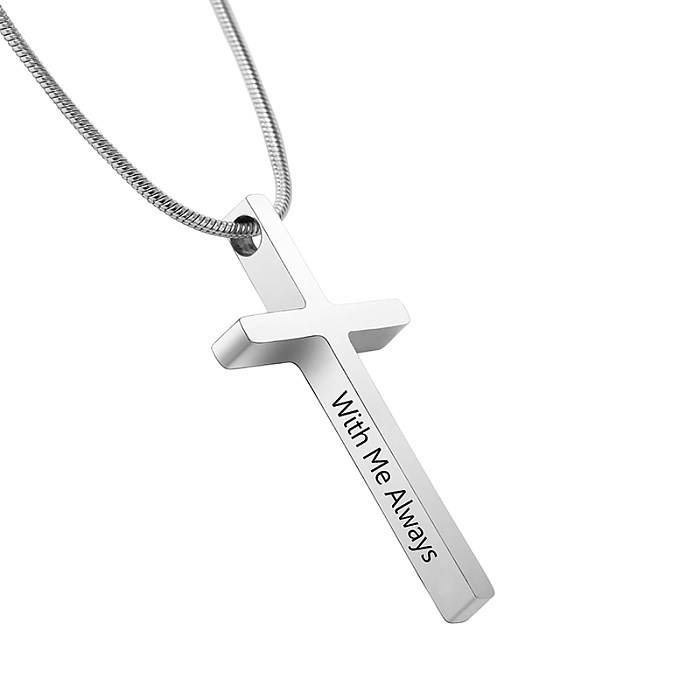 Simple Style Streetwear Cross Letter Stainless Steel  Plating Carving Pendant Necklace Long Necklace