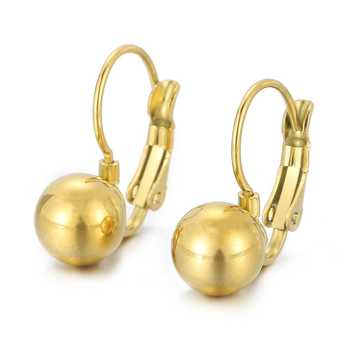 1 par de brincos de gota banhados a ouro de aço inoxidável com revestimento de bola de estilo simples