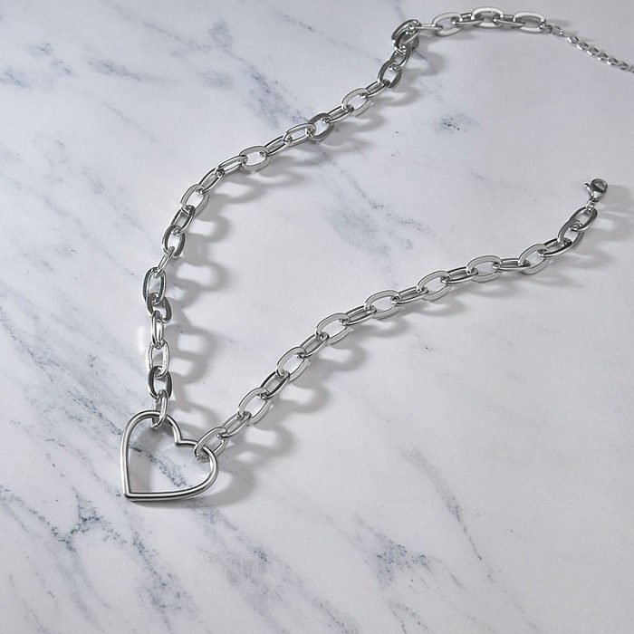 Fashion Heart-shape Stainless Steel  Thick O-chain Necklace