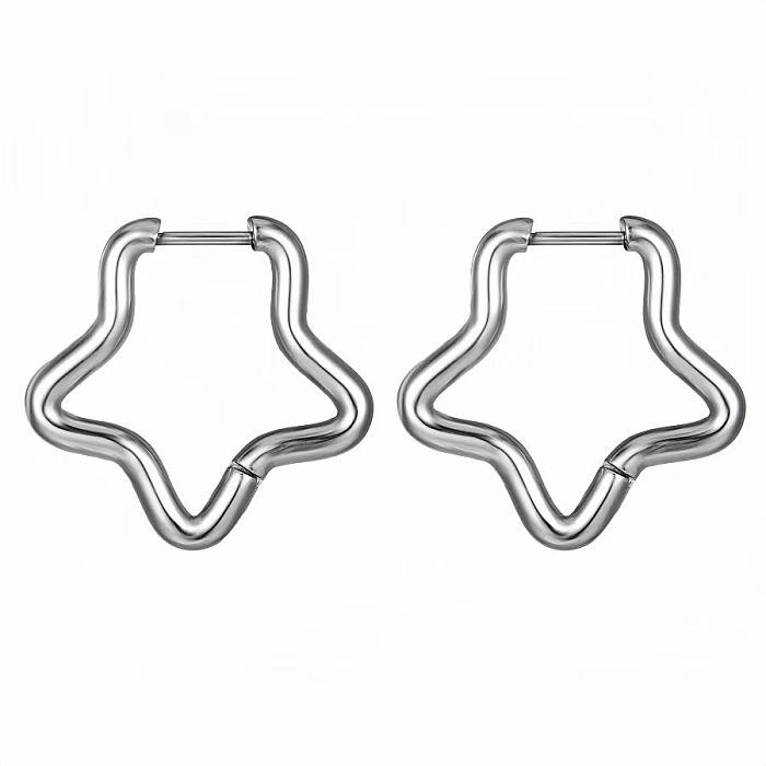 1 Paar schlichte Pentagramm-plattierte Edelstahl-Ohrringe mit 18-Karat-Vergoldung