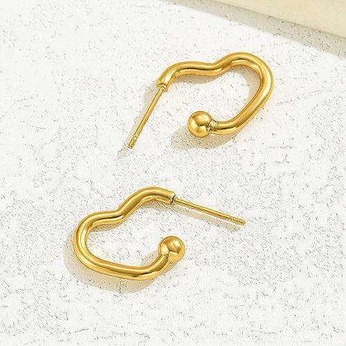 1 Pair IG Style Commute Heart Shape Stainless Steel  Ear Studs