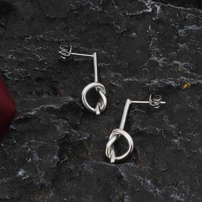 1 Pair Casual Simple Style Knot Stainless Steel  Ear Studs