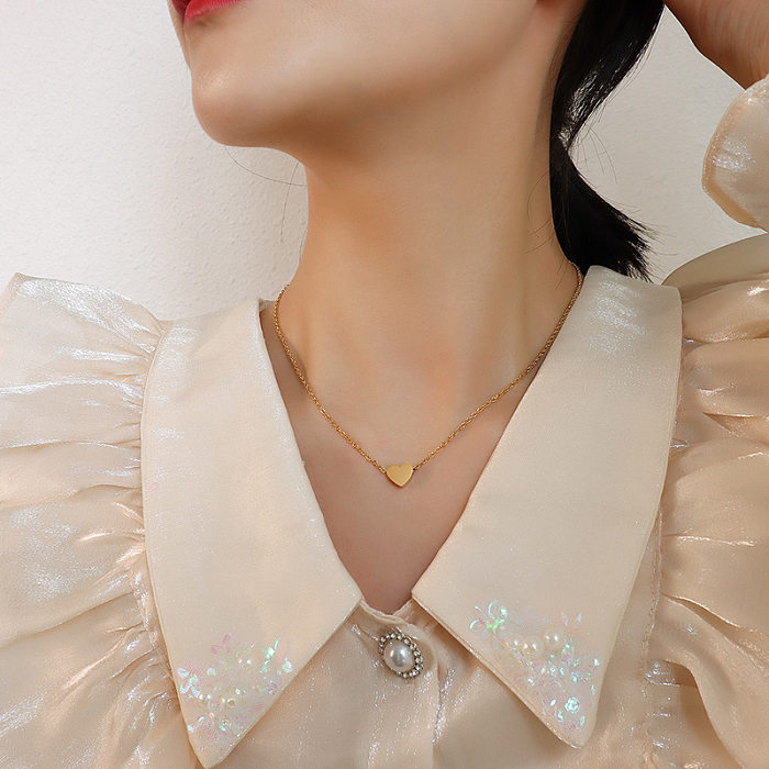 Titanium&Stainless Steel  Korea Sweetheart Necklace  (Mini Heart Rose Alloy) NHOK0224-Mini-heart-rose-alloy