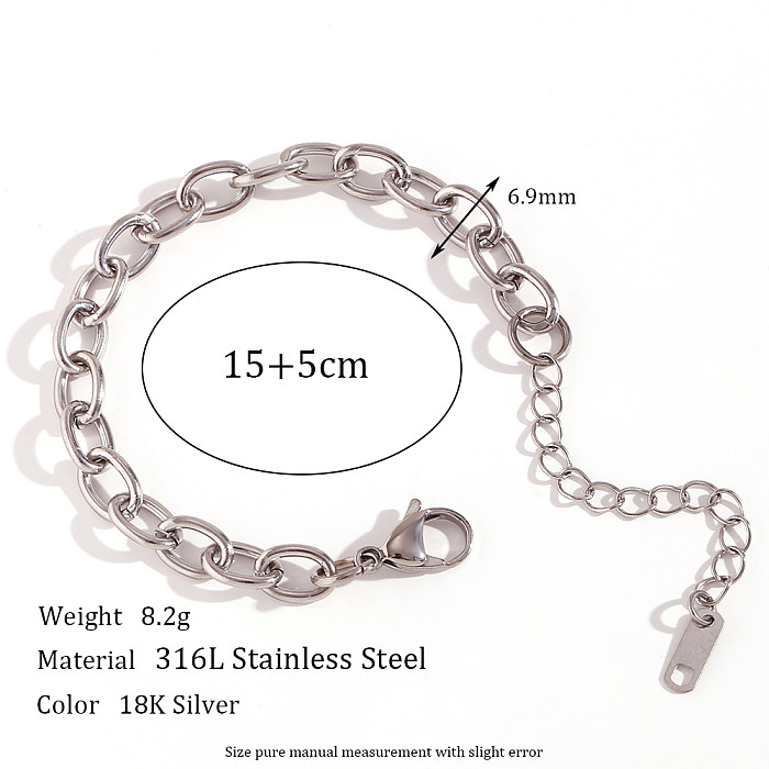 Simple Style Classic Style Oval Stainless Steel Bracelets
