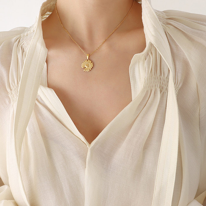 Modische Gänseblümchen-Halskette für Damen aus Edelstahl mit Überzug aus Edelstahl