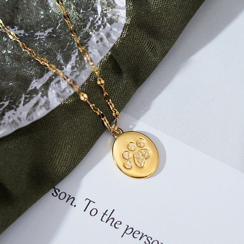 Cute Paw Print Stainless Steel Plating Pendant Necklace