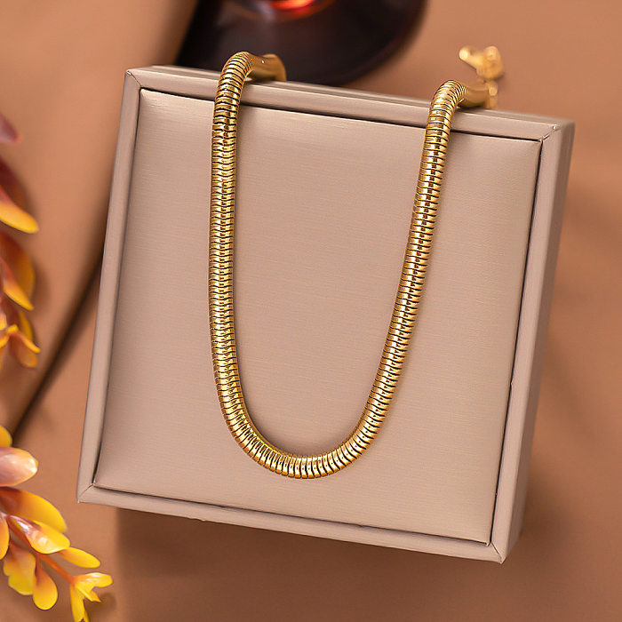 Hip-Hop Solid Color Stainless Steel Plating Necklace